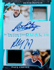 🔥#/5 DENIS POTVIN PAUL COFFEY DUAL AUTO RELICS 2022-23 Leaf In the Game Used🔥