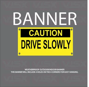 Conducir lentamente bandera de vinilo exterior letrero de advertencia camión seguridad - Imagen 1 de 1