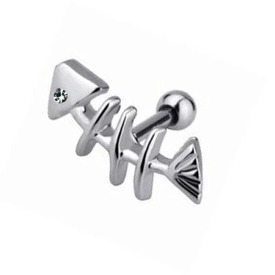  Fisch Gräte Knochen Ohr Helix Tragus Piercing Schmuck Silber Piercing Stecker - Bild 1 von 2