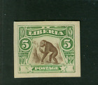 Liberia 1906, $1 chimpanzee, IMPERFORATE color trial proof on thin card #103