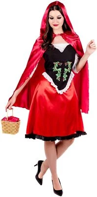 Adult Little Red Riding Hood Costume Women`s Fairy Tale Dress + Cape S - XXL - Image 1 of 4