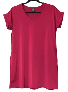 Lildy Top Womens Size S-M Burgundy Cuffed S/S Comfort Stretch Pocket Shirt Tunic - Picture 1 of 8