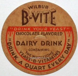 Vintage milk bottle cap WILBUR B-VITE Chocolate Dairy Drink unused new old stock - Picture 1 of 2