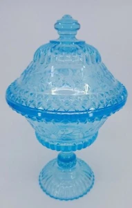 Vintage blau Wildblumenmuster abgedeckt Verhalten 9"" hoch - Bild 1 von 5