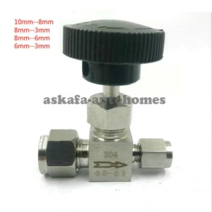 Válvula de aguja ajustable de acero inoxidable 304 de alta presión 3 mm-6 mm-8 mm-10 mm tubo - Imagen 1 de 2