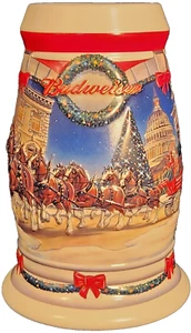 Vintage Budweiser 2001 "Holiday at the Capitol" Collectible Christmas Beer Stein - Picture 1 of 5