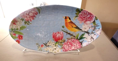 MICHEL Design Works Serving Platter  Size 19"L x 10"W - Goldfinch in a Garden - Image 1 of 4