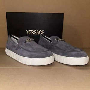 Versace Medusa MEDUSA '95 SUEDE GRECA LOAFERS Gray Size 11.5 - Picture 1 of 8