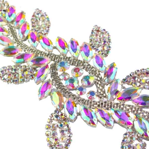 Colorful Rhinestone Applique Motif Patch Wedding Bridal Costume Dress Craft DIY - Picture 1 of 12