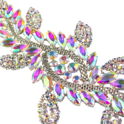 Colorful Rhinestone Applique Motif Patch Wedding Bridal Costume Dress Craft DIY - Image 1 of 4