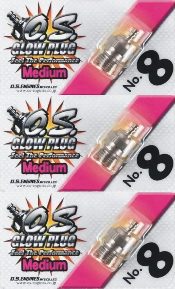 OS #8 # 8 2 Two Stroke Nitro Engine RC Airplane Glow Plug OSMG2691 3 Pack Plugs