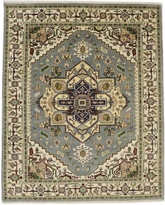 Heriz Serapi Tribal Geometric Design Rug Oriental Farmhouse Wool Carpet 8X10 ft - Picture 1 of 15