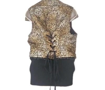 Chaleco acolchado Guess Corsé Espalda Estampado Animal Forro de Piel de Conejo Talla JR Grande Foto 1 de 4