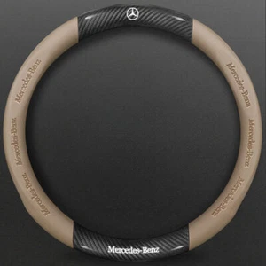 Para Mercedes-Benz Cubierta Volante Cuero Coche Accesorios 15" Beige NUEVO - Imagen 1 de 3
