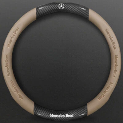 For Mercedes-Benz Steering Wheel Cover Leather Car Accessories 15" Beige New - Image 1 of 3
