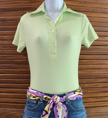 Langtry Ltd Vintage 70's Womens  Sz S Small Bodysuit Shirt Blouse Green - Image 1 of 4