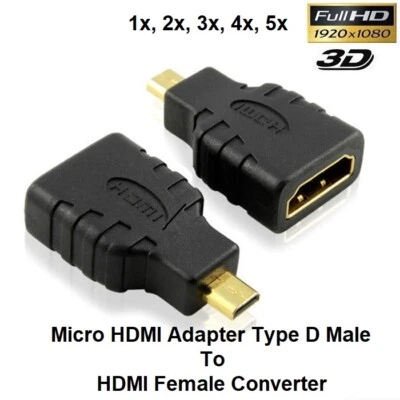 Brand New HDMI Female to Micro HDMI Type D Male Adapter Convertor in Gold Plated - Image 1 of 4