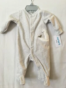 New Carter's Fox Fleece Pajama PJs Footie Sleeper Infant Girl Boy Gray - Picture 1 of 1