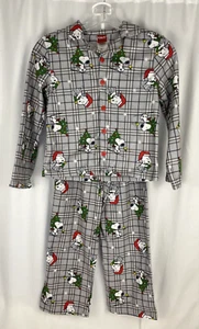 Peanuts Snoopy Christmas Button Down, Flannel Pajama Set, Size 10 - Picture 1 of 9