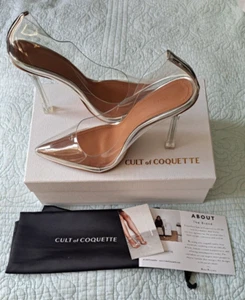 Cult of Coquette Yonce durchsichtige silberne hochhackige Damen-Pumps Größe 8 Aschenputtel neu im Karton - Bild 1 von 22