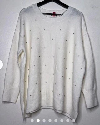 Suéter Vince Camuto Para Mujer Talla XL Blanco Con Estrás ¡Tan Suave! De Gran Tamaño Foto 1 de 4