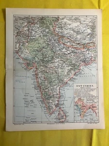 1899 - India - Vintage Geography Map ORIGINAL 11.5 x 9.5"- C11-1 - Picture 1 of 3