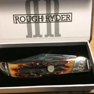 Rough Ryder Brown Bone Folding Hunter 5 1/4" Pocket Knife RR1804 - Picture 1 of 6