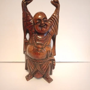 Fine Hand Crafted Rosewood Laughing Buddha Statue. China. Early 20th Century - Picture 1 of 18