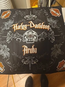 Harley Davidson Motorcycle Bandana Black Skull Aruba 22” X 22” - Picture 1 of 4