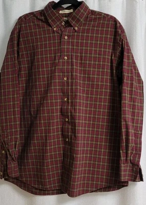 LL Bean Scotch Plaid Red 100% Cotton Long Sleeve Shirt Mens Large (S9) - Image 1 of 4