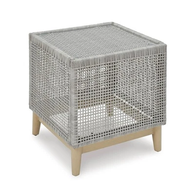 Mesa auxiliar de mimbre de resina para todo tipo de clima y exterior elegante contemporánea Seton Creek con... Foto 1 de 4