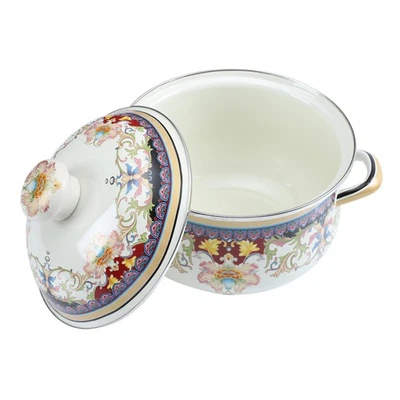  Pentola Per Brodo Zuppa Gli Stimelli Della Cucina Smalto Di Con Coperchio - Immagine 1 di 4