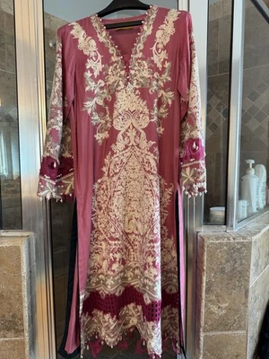 Sana Safinaz Pakistani Indian Embroidered Kurti Floral Long Sleeve Shirt Small - Image 1 of 4