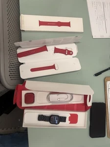 Apple Watch Series 7 45mm Red Aluminum Case with Red Sport Band (MKJC3LL/A) - Zdjęcie 1 z 12