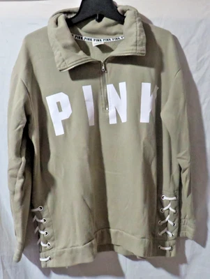 Sudadera Rosa Victorias Secret Mujer L Tostado Rosa Logo 1/4 Cremallera Foto 1 de 4