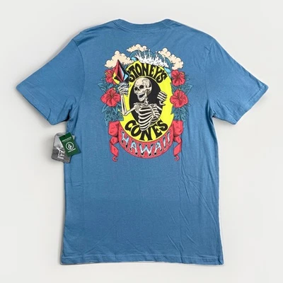 Volcom Shirt Mens Small Blue Stoneys Cones Hawaii Skull Graphic Tee Short Sleeve - Image 1 of 4