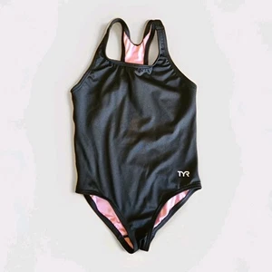 TYR MaxFit Performance Swimsuit Girls One Piece UPF50+, SZ 7/8, BLACK - Picture 1 of 2