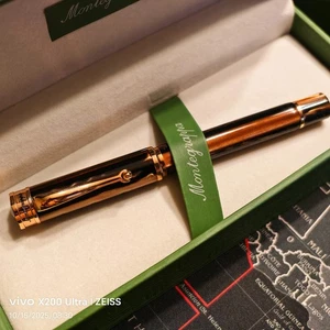 MONTEGRAPPA DUCALE EMPEROR BROWN ROSE GOLD FOUNTAIN PEN MED NIB - Picture 1 of 12