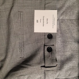 H&M Mens Plaid Pants 30 Slim Skinny Fit Cotton Blend Academia Preppy - Picture 1 of 5