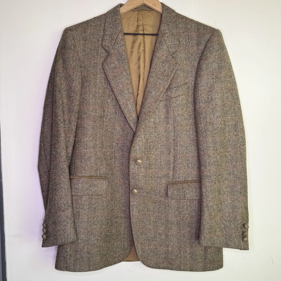 Blazer Abrigo Deportivo Vintage Años 80 Jaeger Gran Bretaña Lana Espiga Tweed 50R EU Foto 1 de 4