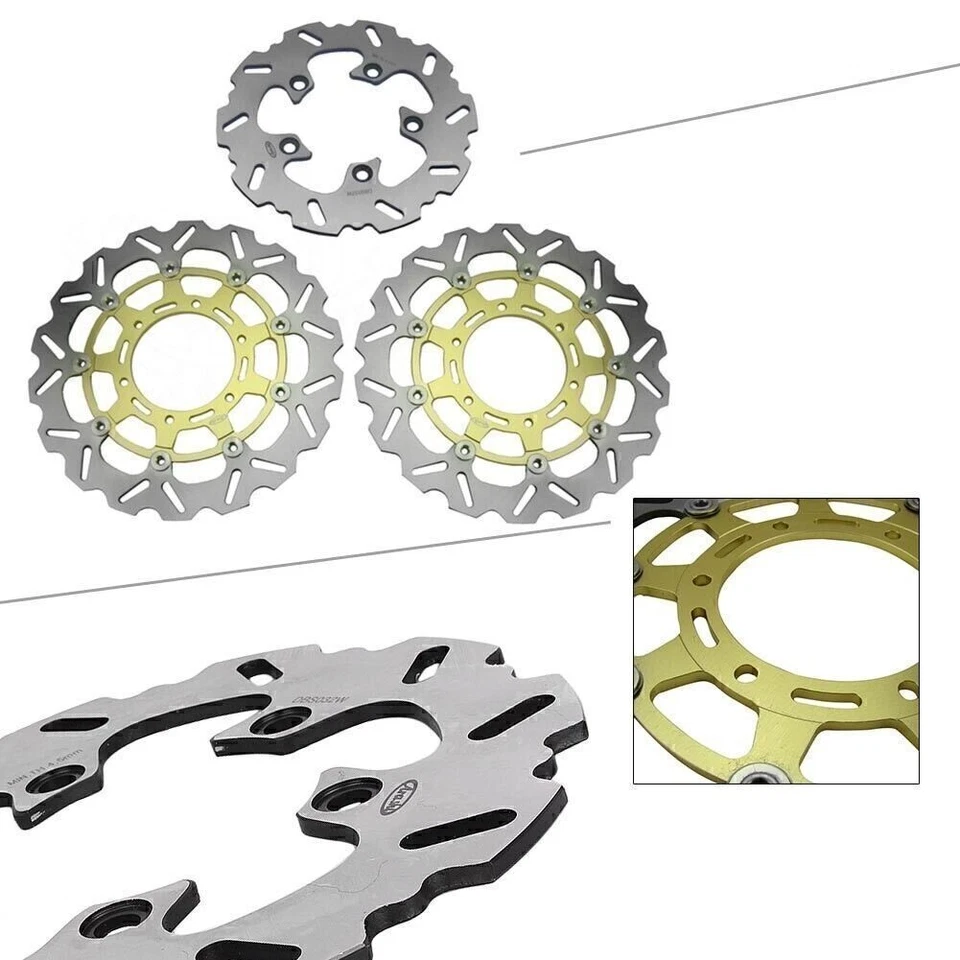 Front Rear Brake Disc Rotors Fit Suzuki GSXR600 GSXR750 GSXR1000 2008-2012 Gold - Imagem 1 de 4