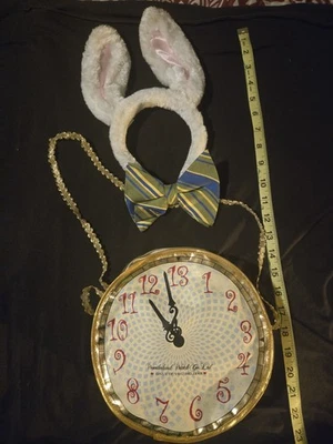 Alice In Wonderland, White Rabbit Costume, Ears,Bow Tie, Clock, One Size - Image 1 of 4