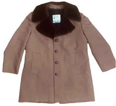 Casaco masculino vintage London Fog 40 CURTO forro de gola de pele sintética jaqueta clássica - Imagem 1 de 4