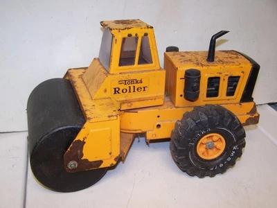Vintage 70s Tonka Mighty Roller Pressed Steel Steam Roller 3910 ORANGE - Image 1 of 4