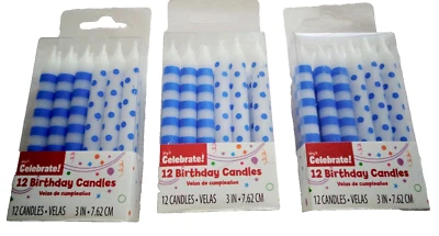 36 azul y blanco 3 pulgadas. Velas de cumpleaños para celebrar Foto 1 de 2