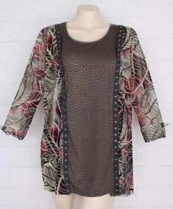 ANAC by Kimi XL Art to Wear Multi Fabric Grommet Trim Colorful Pullover Y2K Top - Picture 1 of 6