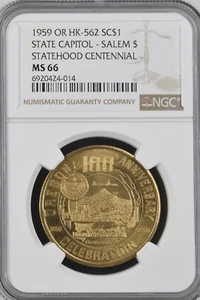 1959 OR HK-562 Salem Oregon Statehood Centennial Medal NGC MS66 So Called Dollar - Picture 1 of 2