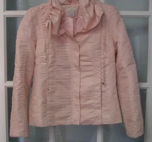 Chicos size 0 pink jacket hooded ruffle lined windbreaker lightweight women xs - Picture 1 of 6