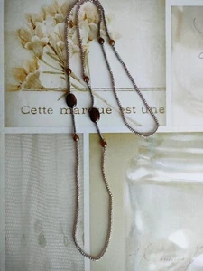 Collana da donna in pietra naturale Agata, marcasite e cristalli lunga 75 cm - Foto 1 di 7