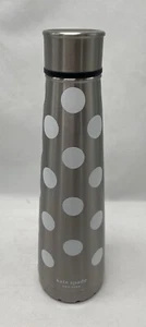 Kate Spade Silver Stainless Steel Hot Cold Tumbler Bottle With White Polka Dots - Picture 1 of 4